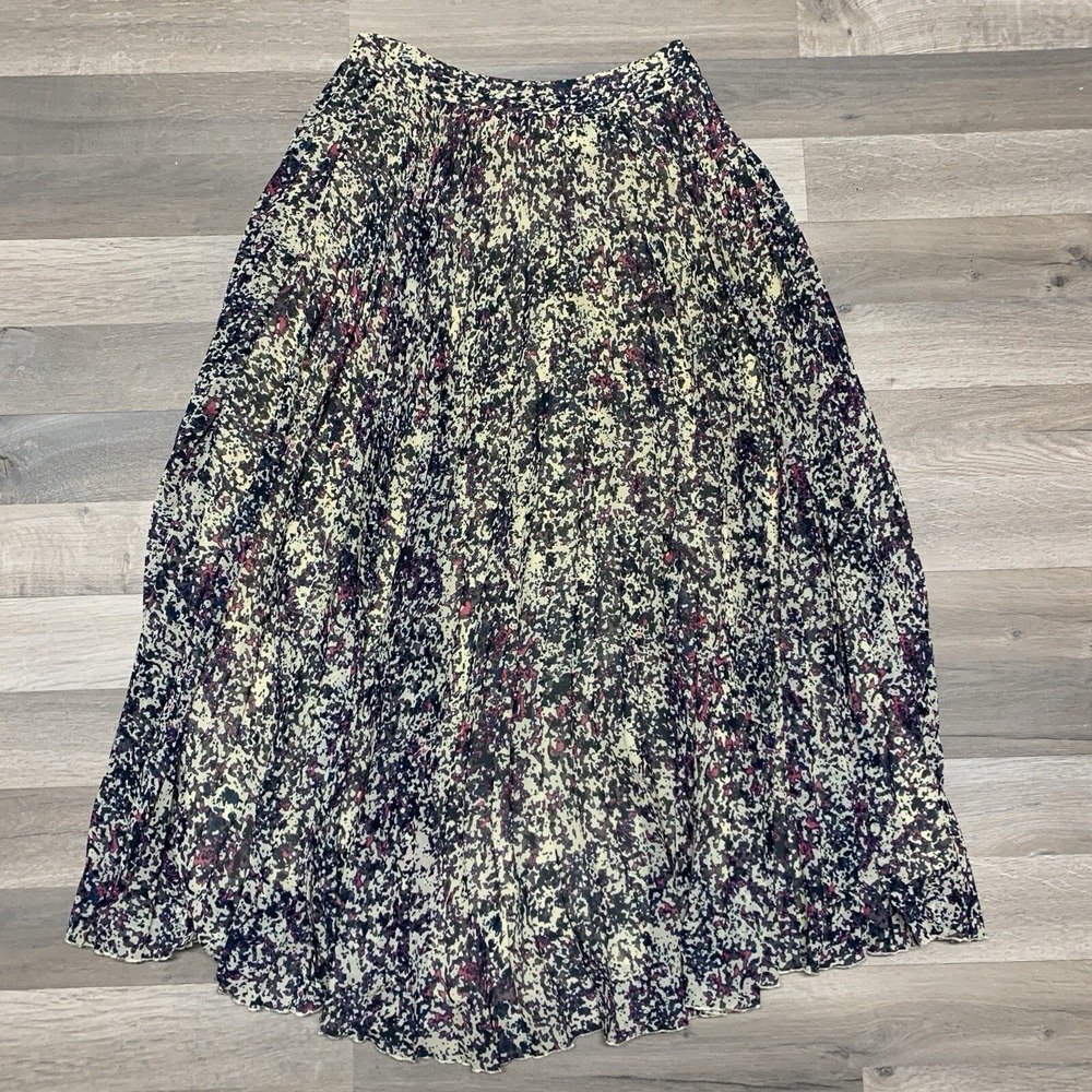Fei Women's Spotted Print Pleated Front Lined Midi Skirt Multicolor - Size 4